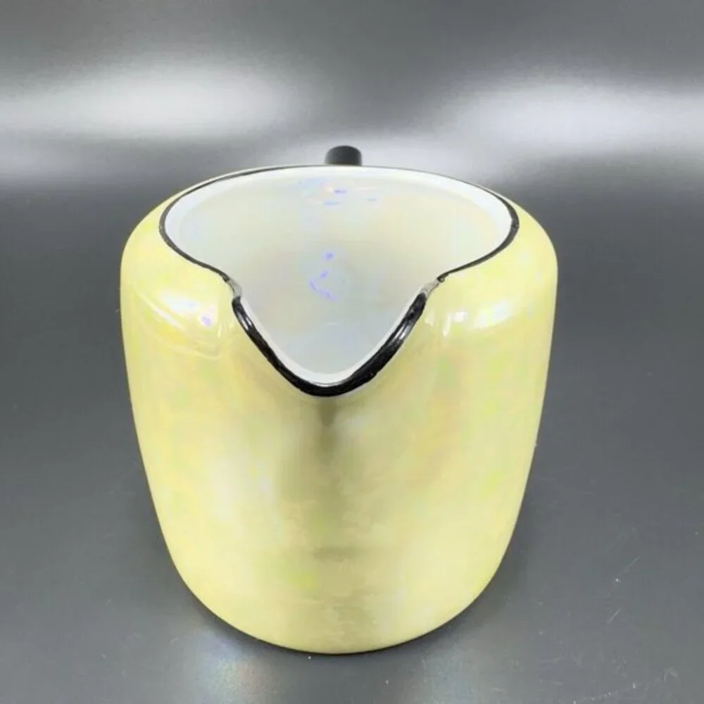 VIntage‎ Czech China Porcelain Lusterware Yellow Black Small Pitcher Creamer VTG
